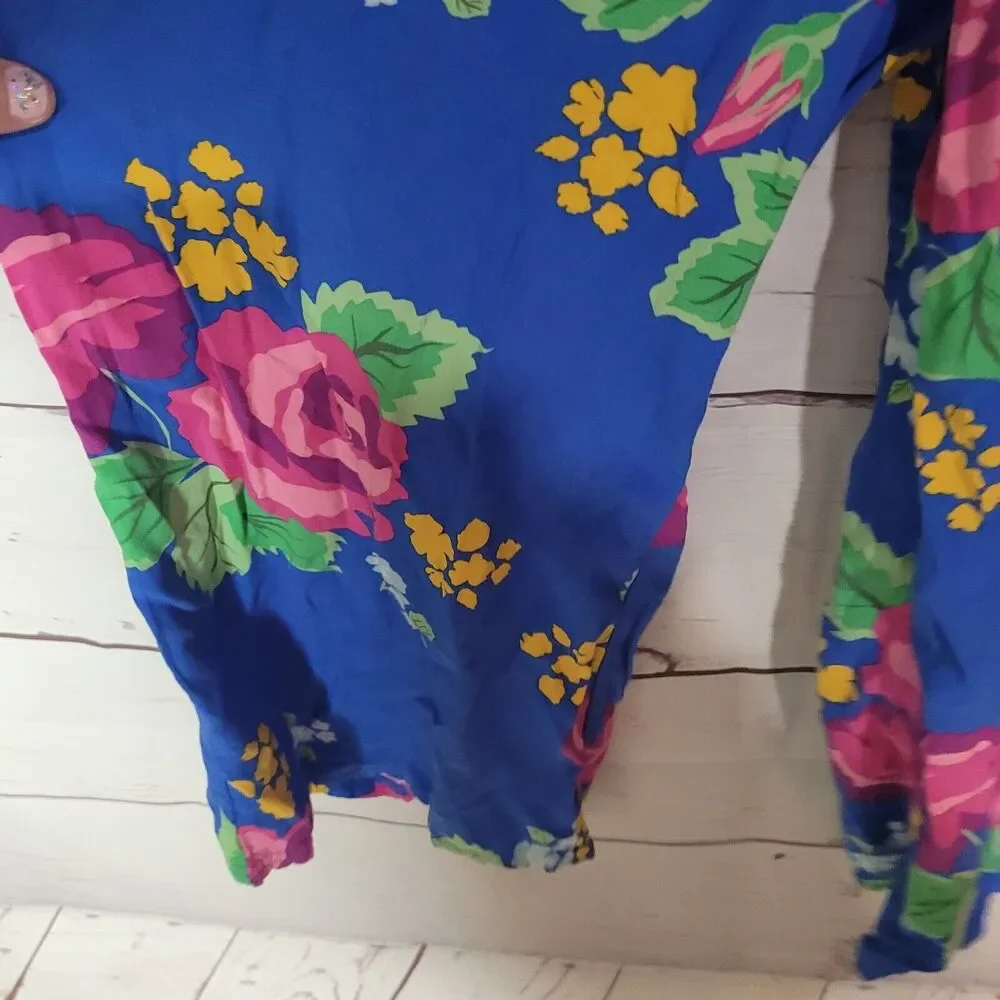 Matilda Jane Wide Leg Jumpsuit Girl 16 Tropical Floral Cut Out Back Short Sleeve